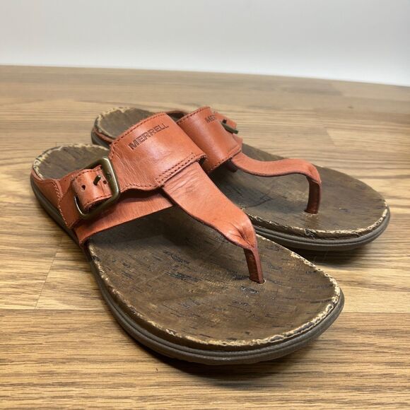 Merrell Womens Sandals Around Town Thong Buckle Luxe Post J97396 Falcon Size 8 - Picture 1 of 11